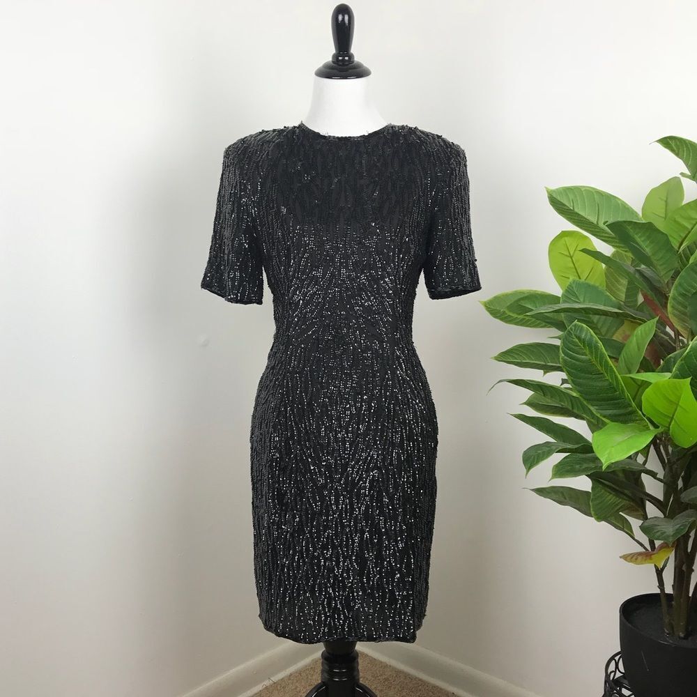 Vintage ste’nay 80’s‎ black sequin cocktail dress